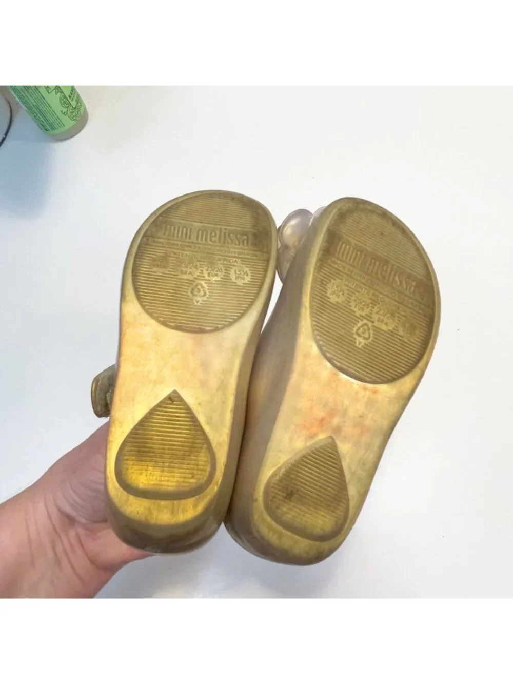 Mini Melissa Gold Ultra Girl Flower Jelly Flats, Size 9